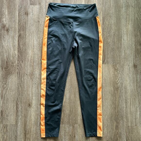 Orangetheory Fitness High-Waist Leggings Gray/Orange Stripe Size Medium - Picture 2 of 5